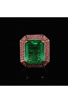 COLOMBIAN EMERALD RING WITH PINK SAPPHIRE STONES