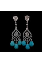 EARRINGS WITH DIAMONDS AND TURQUOISE