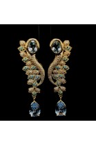 YELLOW GOLD EARRINGS WITH TOPAZ AND DIAMOND