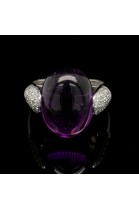 WHITE GOLD RING WITH AMETHYST AND DIAMONDS