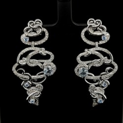EARRINGS WITH DIAMONDS AND BLUE TOPAZ