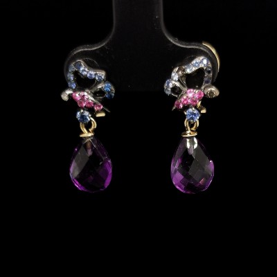 AMETHYST EARRINGS WITH COLOR SAPPHIRE