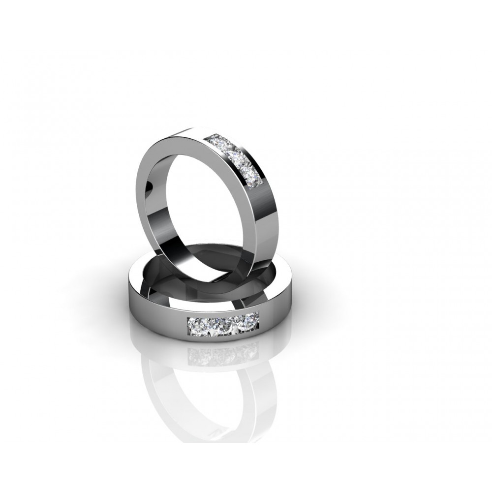 Обручальное кольцо из белого золота 18 карат инкрустированное бриллиантами