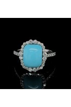 WHITE GOLD TURQUOISE RING WITH DIAMONDS