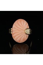 PINK CORAL RING WITH DIAMONDS