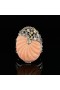 WHITE GOLD RING WITH CORAL & DIAMONDS