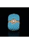 YELLOW GOLD RING WITH TURQUOISE & DIAMONDS