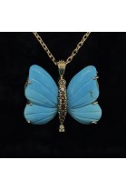 BUTTERFLY PENDANT WITH TURQUOISE & DIAMONDS