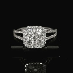 INVISIBLE SETTING DIAMOND RING WITH HALO