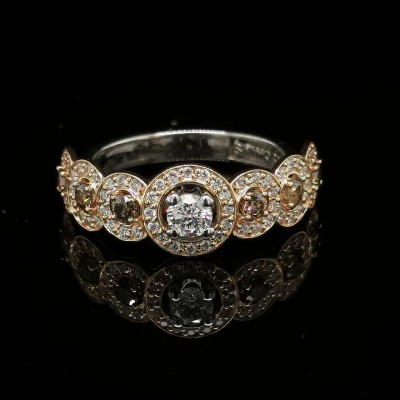 0.23 CT. CENTRAL DIAMOND RING WITH FANCY BROWN ACCENT