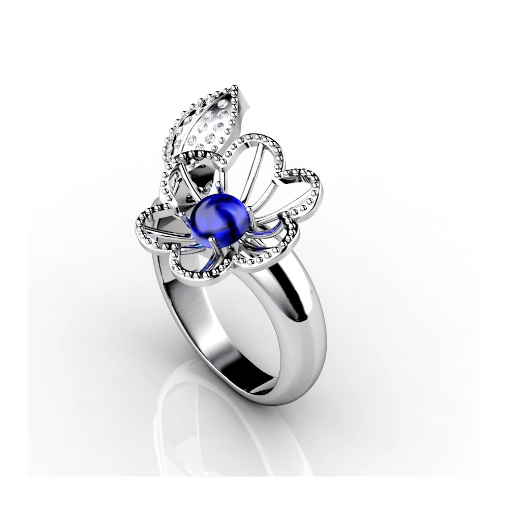 18k white gold blue topaz gemstone ring