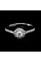 0.19 CT. CENTRAL DIAMOND RING WITH HALO & ACCENTS