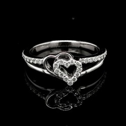 TWO HEART SHAPE RING WITH DIAMONDS