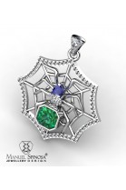spider-shape pendant with emerald, sapphire and brilliant