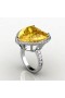 Cute Lemon Quartz Heart-Shaped Ring With Diamonds