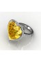 Cute Lemon Quartz Heart-Shaped Ring With Diamonds