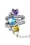 Diamond Ring with 3 Precious Gemstones