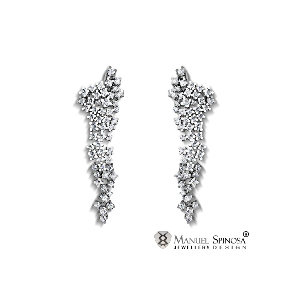earrings with a waterfall of 108 brilliants