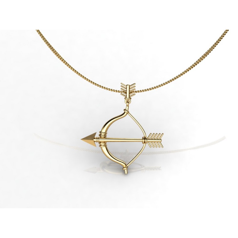 18k Bow And Arrow Gold Pendant