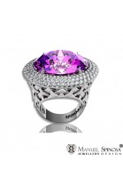 impressive ring with oval cut amethyst and 148 brilliants